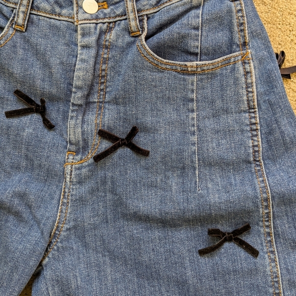 Anthropologie Pilcro The Kenna Mid-Rise Heritage Barrel Jeans Women 28P Bow - Picture 8 of 10